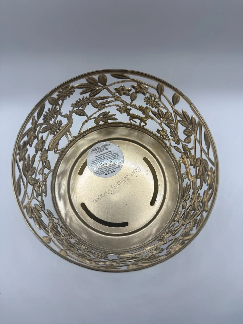 Bath & Body Works Gold Filigree Deer & Floral Candle Holder - Picture 3 of 4